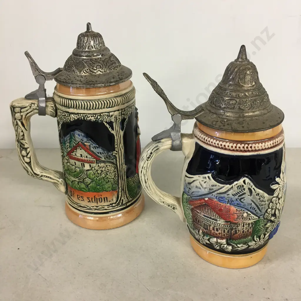 Vintage German Lidded Steins x2  Image 1++